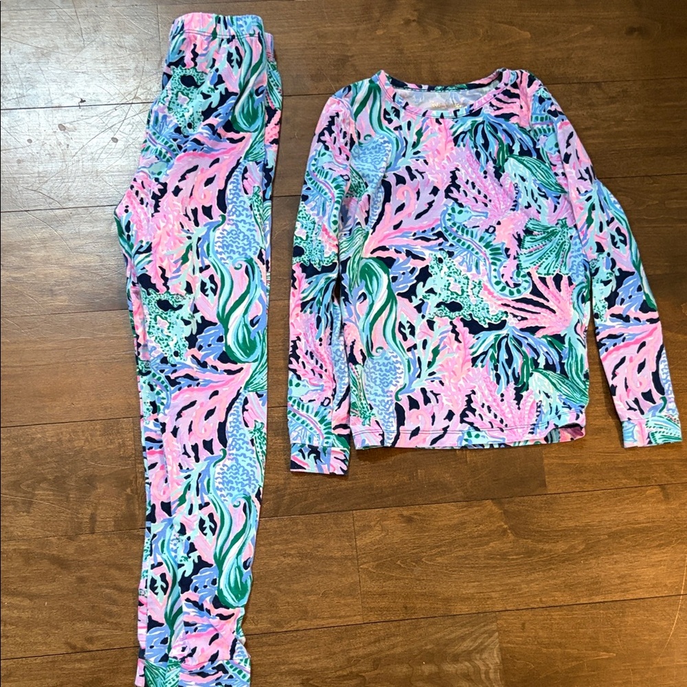 Lilly Pulitzer print girls 2pc pajama set, sz 10